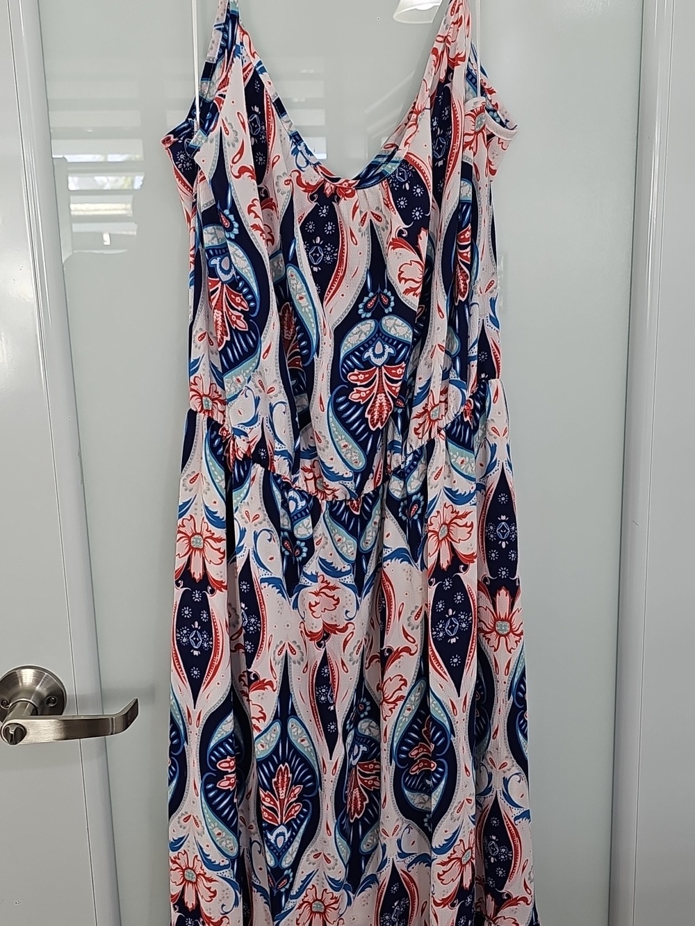 Renee Fit Flare Navy Medallion Sleeveless Women Maxi Dress. Size XL